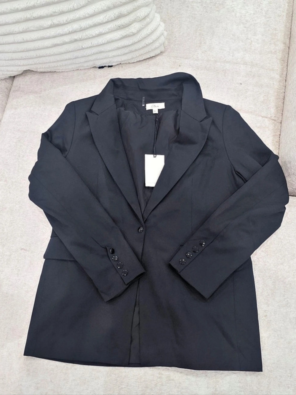 Elan Black Gemstone Smiley Blazer Jacket size M